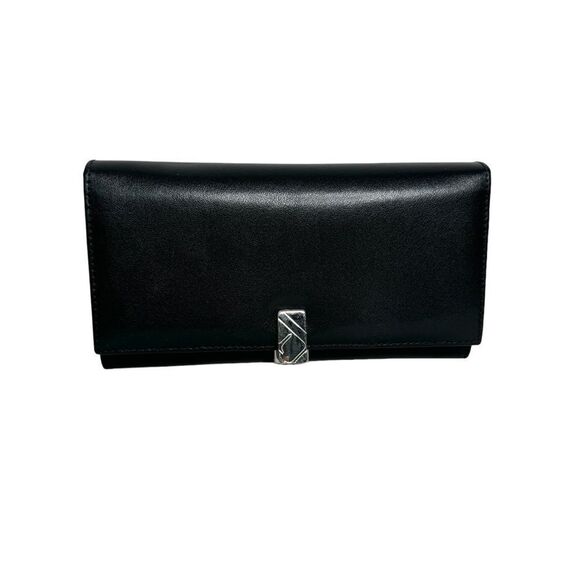 Furla black smooth leather hinge billfold wallet luxurious